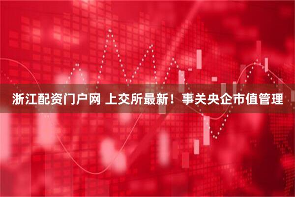 浙江配资门户网 上交所最新！事关央企市值管理