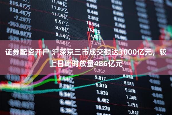 证券配资开户 沪深京三市成交额达3000亿元，较上日此时放量486亿元